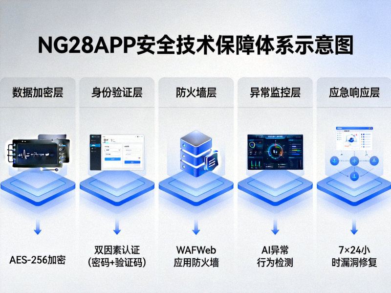 NG28APP安全技术保障体系示意图 - 展示多层加密与防护流程